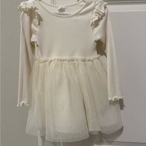 GAP Cream Long Sleeve Dress with Ruffles